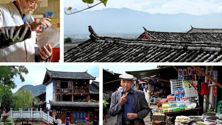 和士秀医生，丽江风景，古城一个市场，众多石桥中的一座。Dr. Ho Shixiu, a Lijiang view, an Old Town market and one of the city's many bridges..jpg