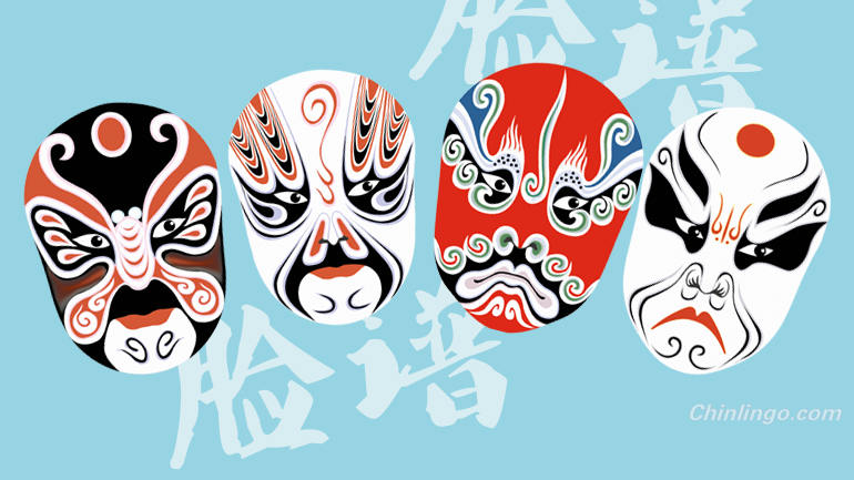 Peking Opera Facial Makeup, colors in Chinese